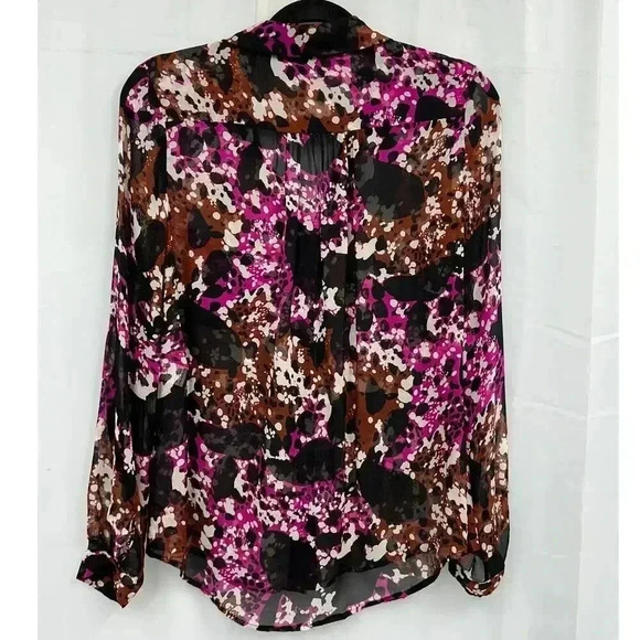 Diane Von Furstenberg Lorelai Print Chief Cheetah Splash Pink Silk Blouse Sheer‎ - Picture 5 of 11